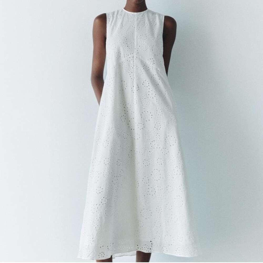 Zara embroidered midi dress ZW collection